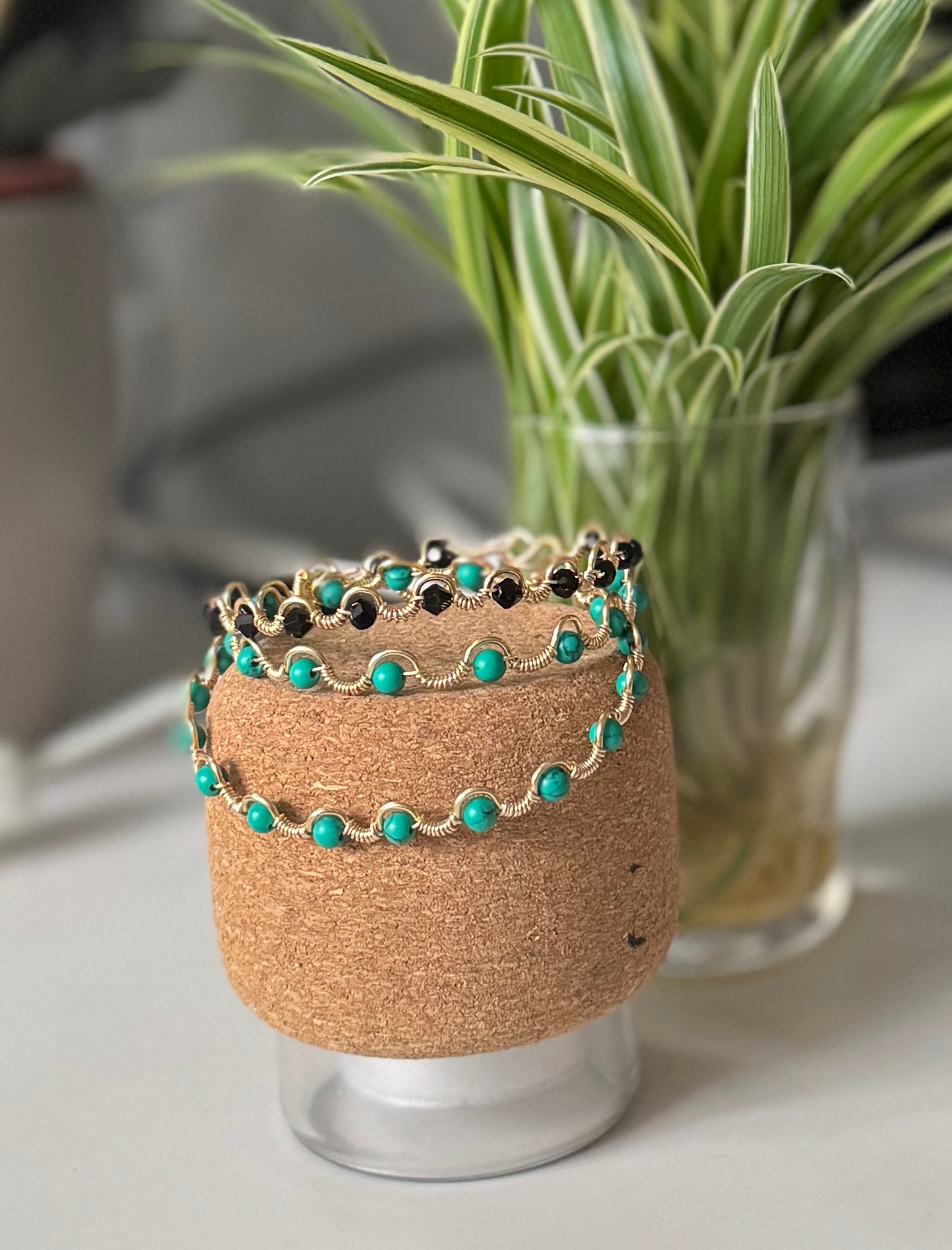 LOOM Bracelet – Green Turquoise (käsintehty rannekoru S–L)