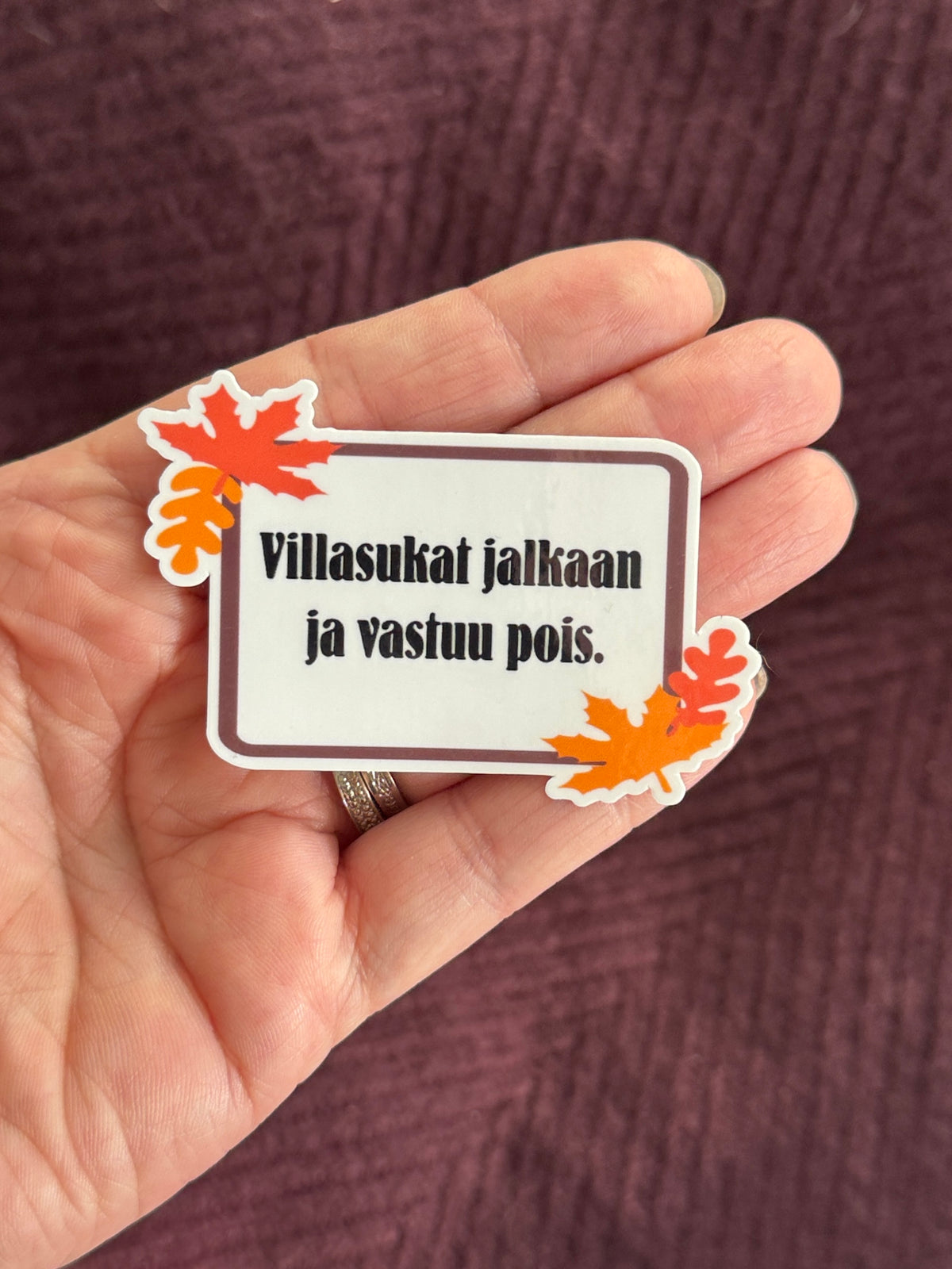 Villasukat jalkaan ja vastuu pois. đ