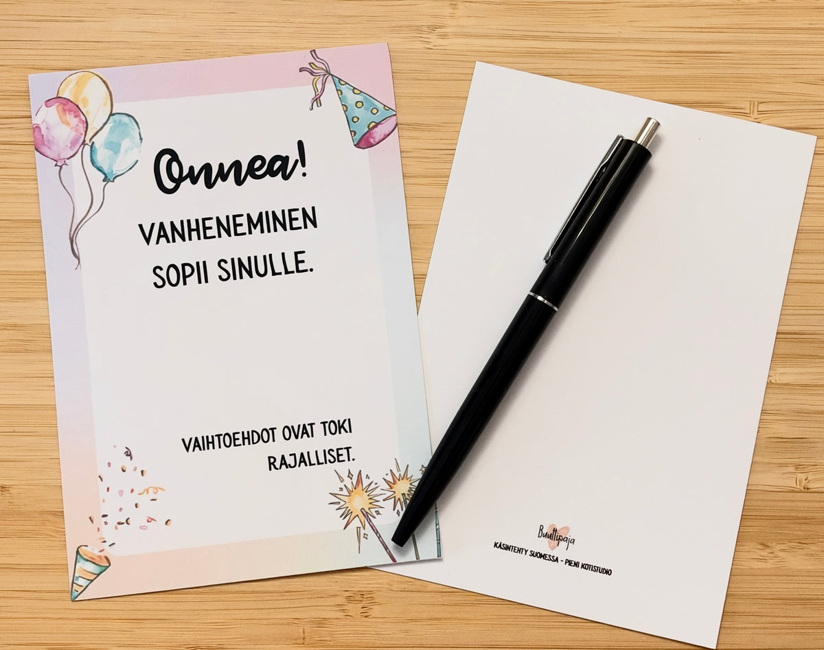 Vanheneminen sopii sinulle – syntymäpäiväkortti