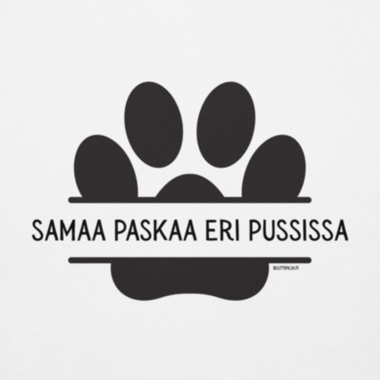 Koirahuumori Huppari | “Samaa paskaa eri pussissa” (etu) + “Onnellisuus on kakkapussi takataskussa” (taka)