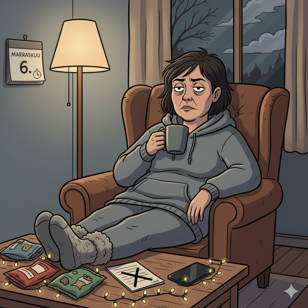 Marraskuu: Kun kaamos, joulustressi ja yleisvitutus ajaa suoraan vaihdevuosien syliin