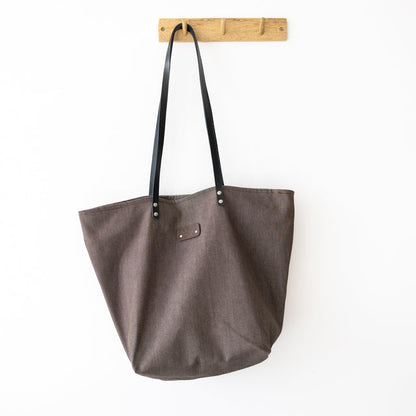 Brown Denim Tote Bag - iso ostoslaukku