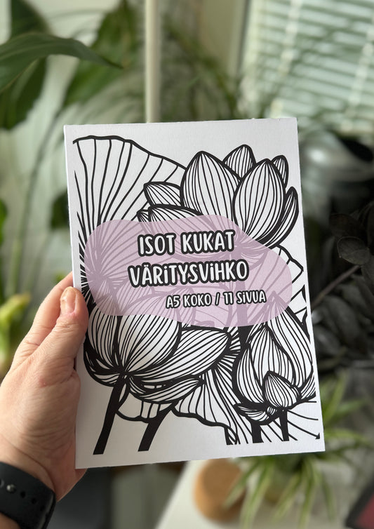 Iso kukka väritysvihko – A5 (11 sivua)