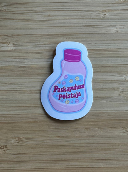 Paskapuheen poistaja tarra – Hauska laminoitu vinyylitarra | Huumoritarra aikuisille 7 cm
