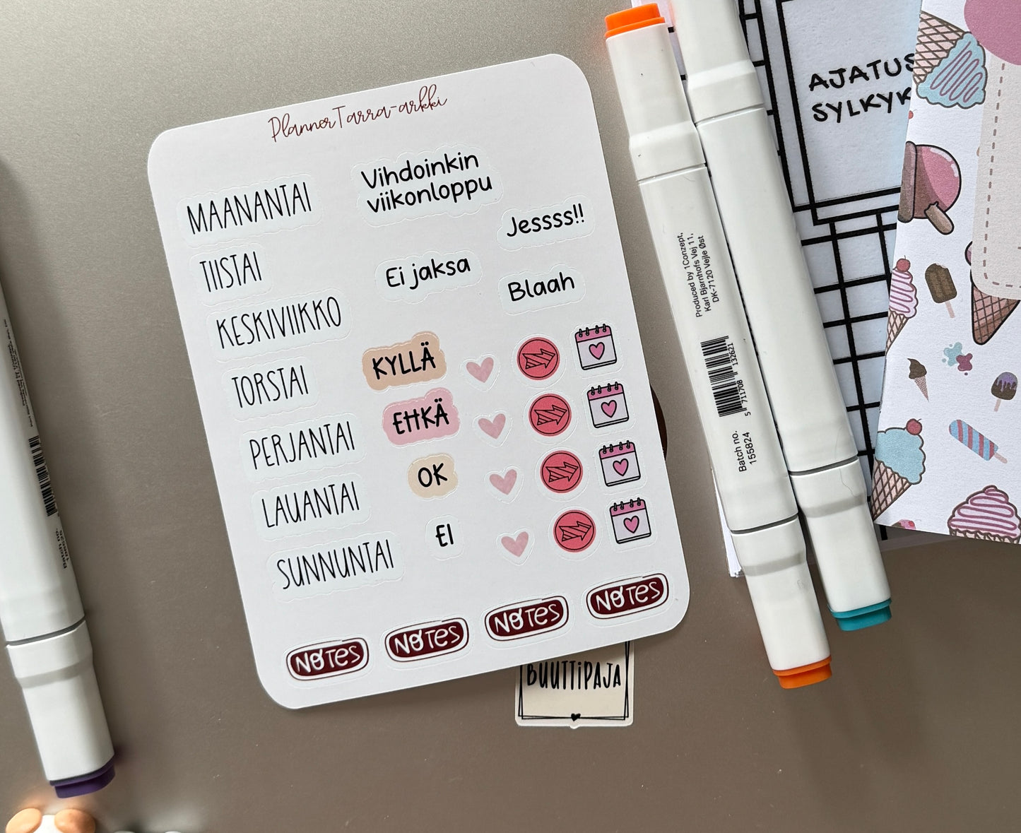 Planner Tarra-arkki – Viikkosuunnittelu | Suomenkieliset kalenteritarrat