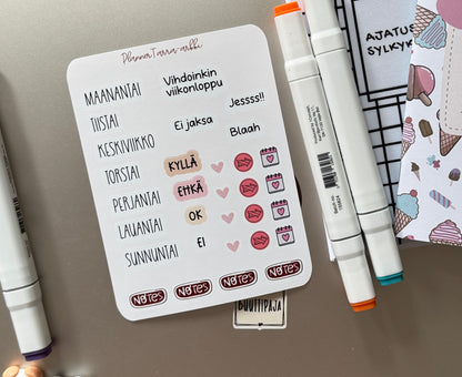 Planner Tarra-arkki – Viikkosuunnittelu | Suomenkieliset kalenteritarrat
