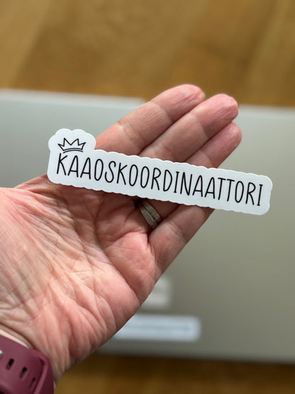 Kaaoskoordinaattori – Laminoitu vinyylitarra työkalenteriin, läppäriin tai vesipulloon
