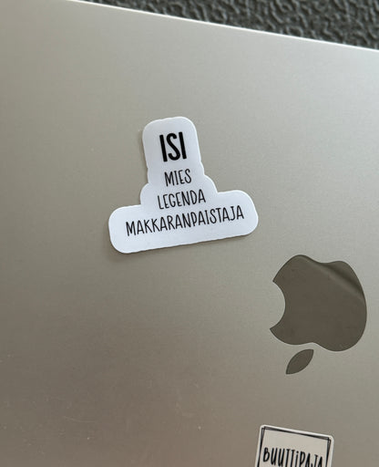 Isi – Mies. Legenda. Makkaranpaistaja. | Laminoitu vinyylitarra