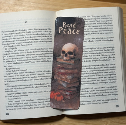 Read in Peace - Halloween kirjanmerkki | Pääkallo & kirjat