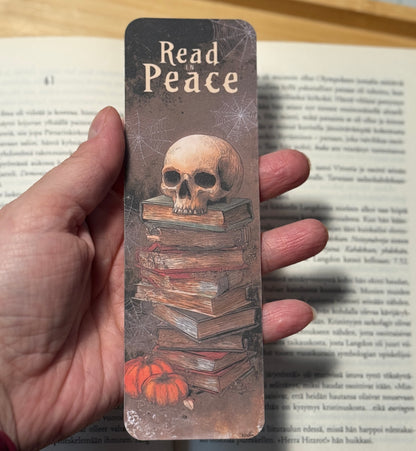 Read in Peace - Halloween kirjanmerkki | Pääkallo & kirjat