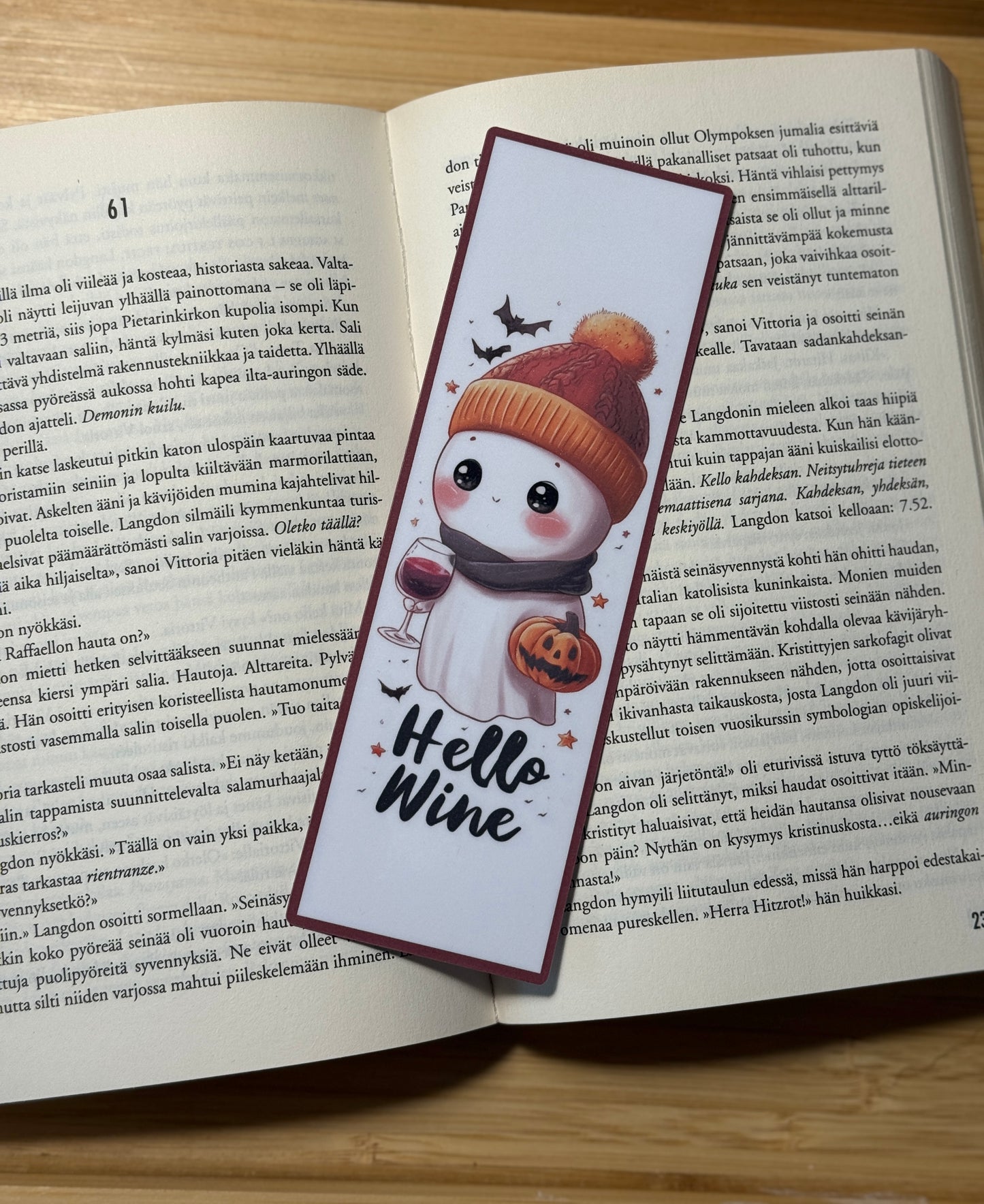Hello Wine - Halloween kirjanmerkki | Söpö haamu