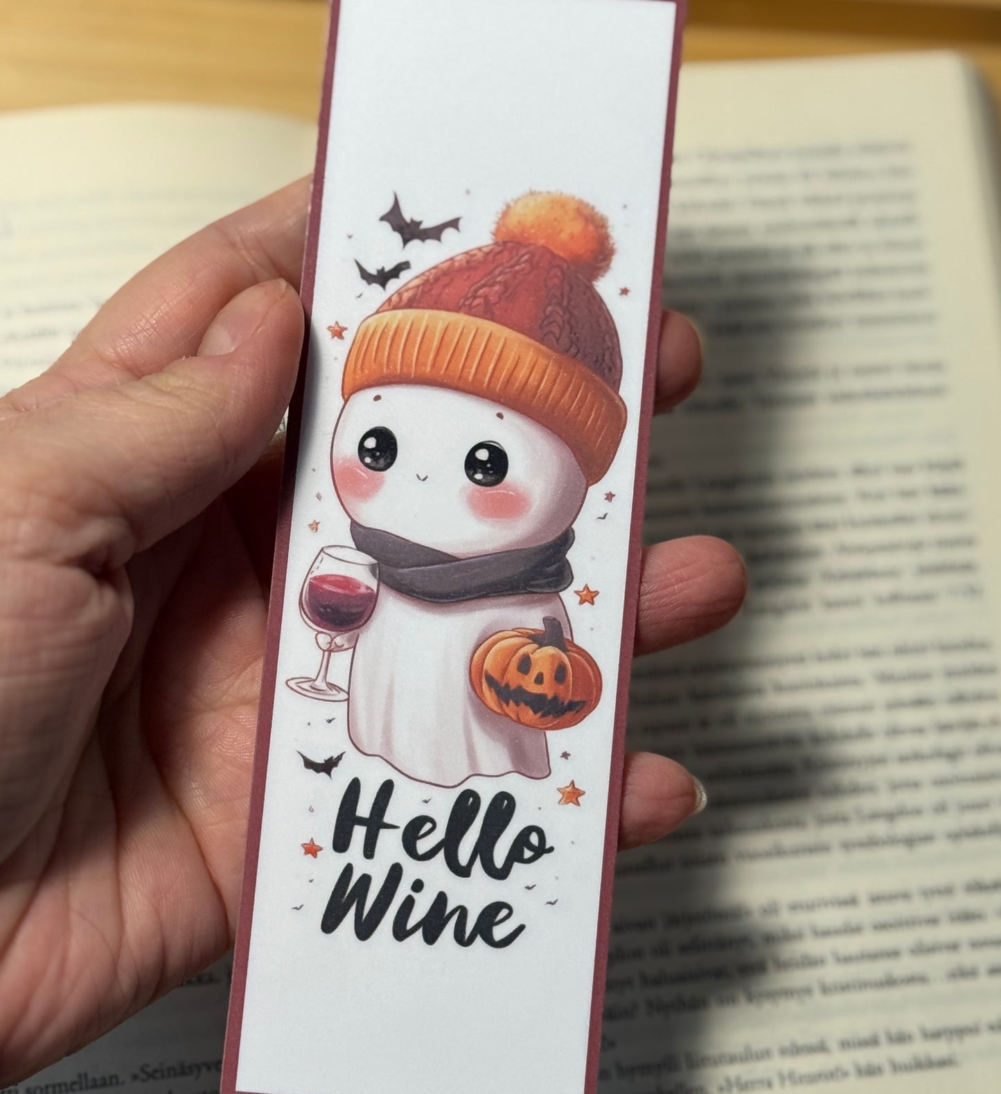 Hello Wine - Halloween kirjanmerkki | Söpö haamu