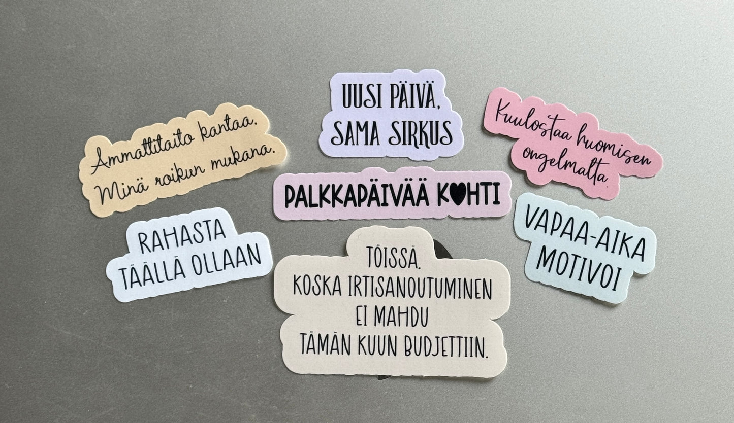 Työelämän tukiryhmä vol.1 – 7 työaiheisen vinyylitarran setti