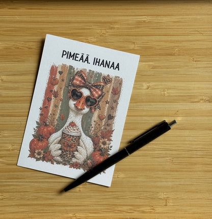 Pimeää. Ihanaa -postikortti | Syksyinen taidekuva