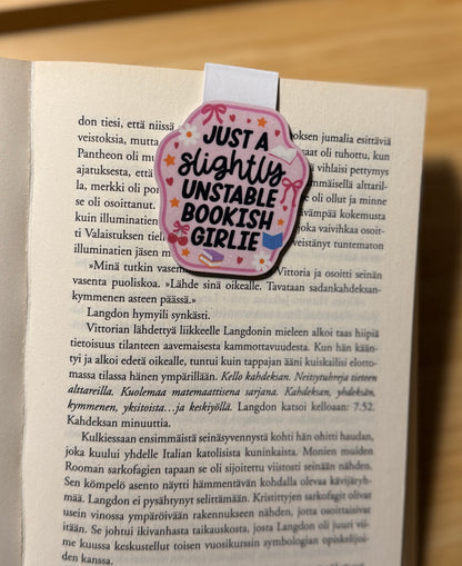 Slightly Unstable Bookish Girlie – magneettinen kirjanmerkki