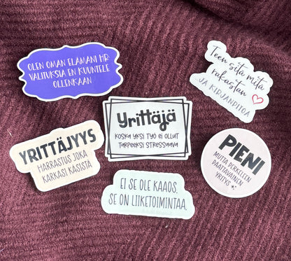 Yrittäjän tukiryhmä – 6 tarran setti | Yrittäjyyttä huumorilla