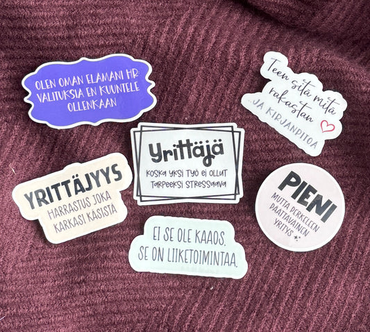 Yrittäjän tukiryhmä – 6 tarran setti | Yrittäjyyttä huumorilla