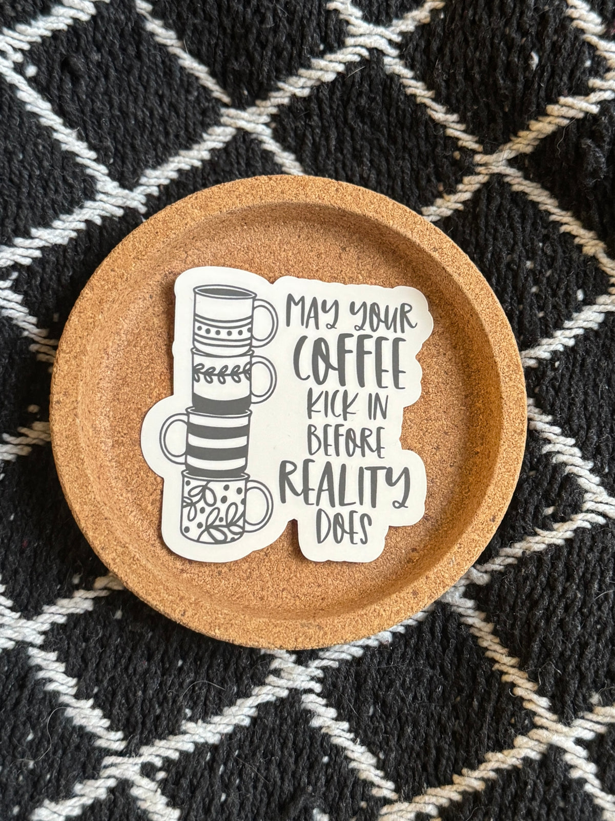 May your coffee kick in before reality does. ☕ - Laminoitu vinyylitarra