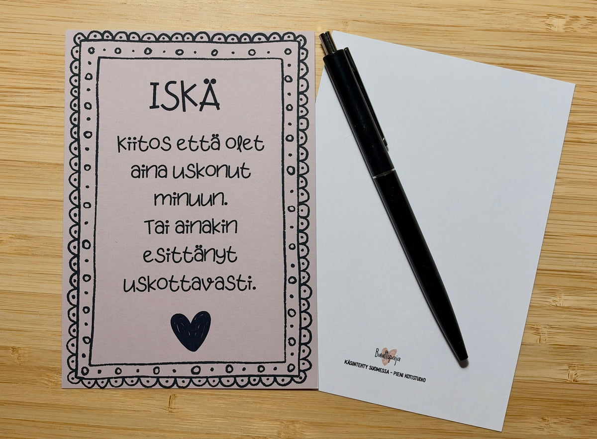 Isänpäiväkortti – Iskä, kiitos että olet aina uskonut minuun