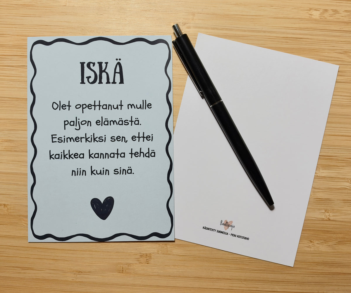 Isänpäiväkortti – Iskä, olet opettanut mulle paljon elämästä