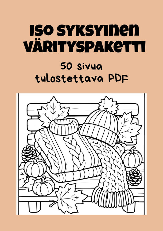 Sohva & Värikynät: Syksy | 50 syksyistä värityssivua – PDF