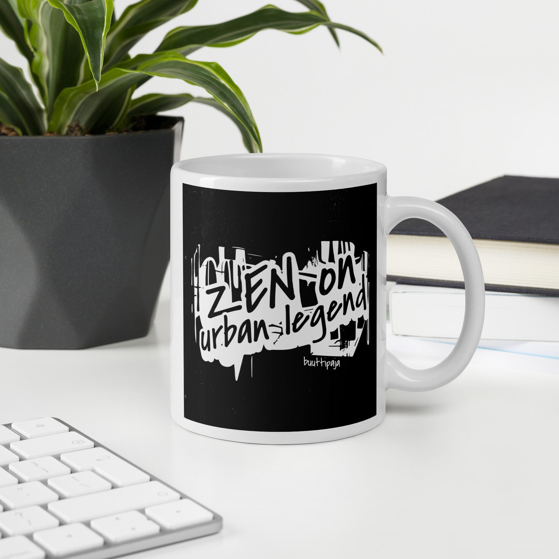 Musta huumori
Ironinen kahvimuki – ei zen, ei rauha, vain kahvi