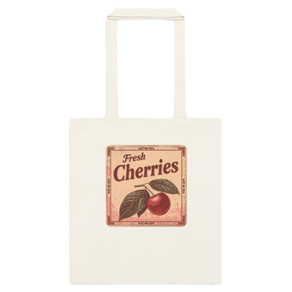 Fresh Cherries Kangaskassi | Vintage Kirsikkakassi | Puuvillakassi Arkeen | 38 x 42 cm, 10 l