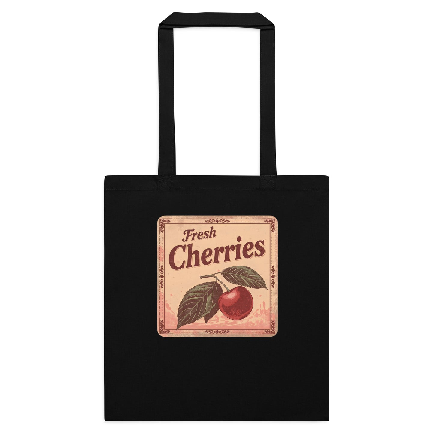 Fresh Cherries Kangaskassi | Vintage Kirsikkakassi | Puuvillakassi Arkeen | 38 x 42 cm, 10 l