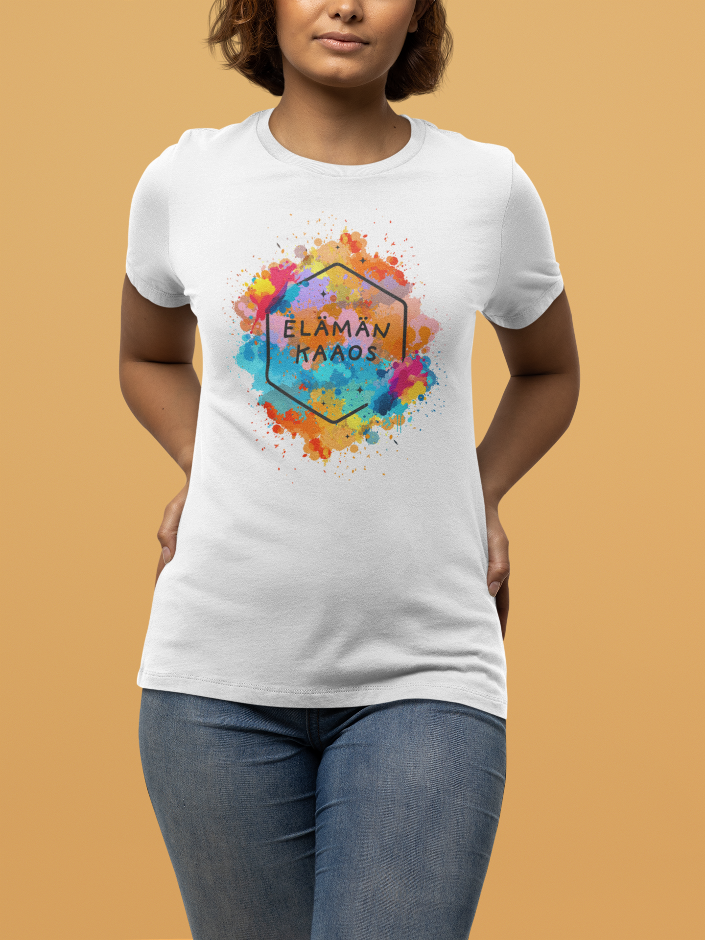 Ironinen hyvinvointivaate – Elämän kaaos printti väriterapiana