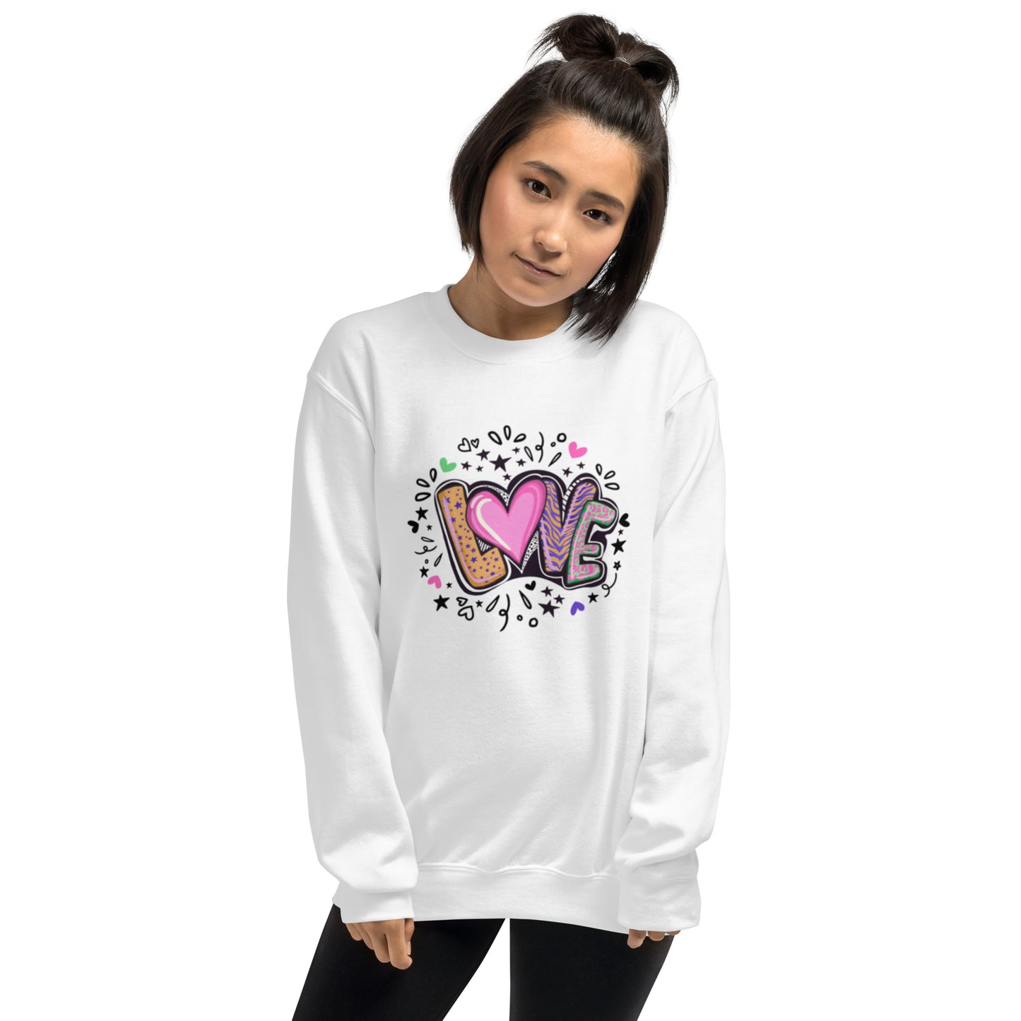 LOVE collegepaita – värikäs printti | unisex sweatshirt | Buuttipaja