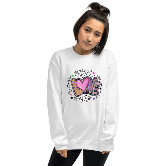 LOVE collegepaita – värikäs printti | unisex sweatshirt | Buuttipaja