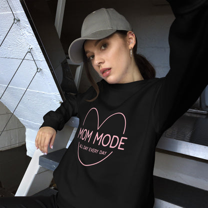 Mom Mode collegepaita – ALL DAY EVERY DAY | äitipaita | unisex sweatshirt | lahja äidille