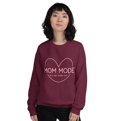 Mom Mode collegepaita – ALL DAY EVERY DAY | äitipaita | unisex sweatshirt | lahja äidille