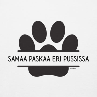 Koirahuumori Huppari | “Samaa paskaa eri pussissa” (etu) + “Onnellisuus on kakkapussi takataskussa” (taka)