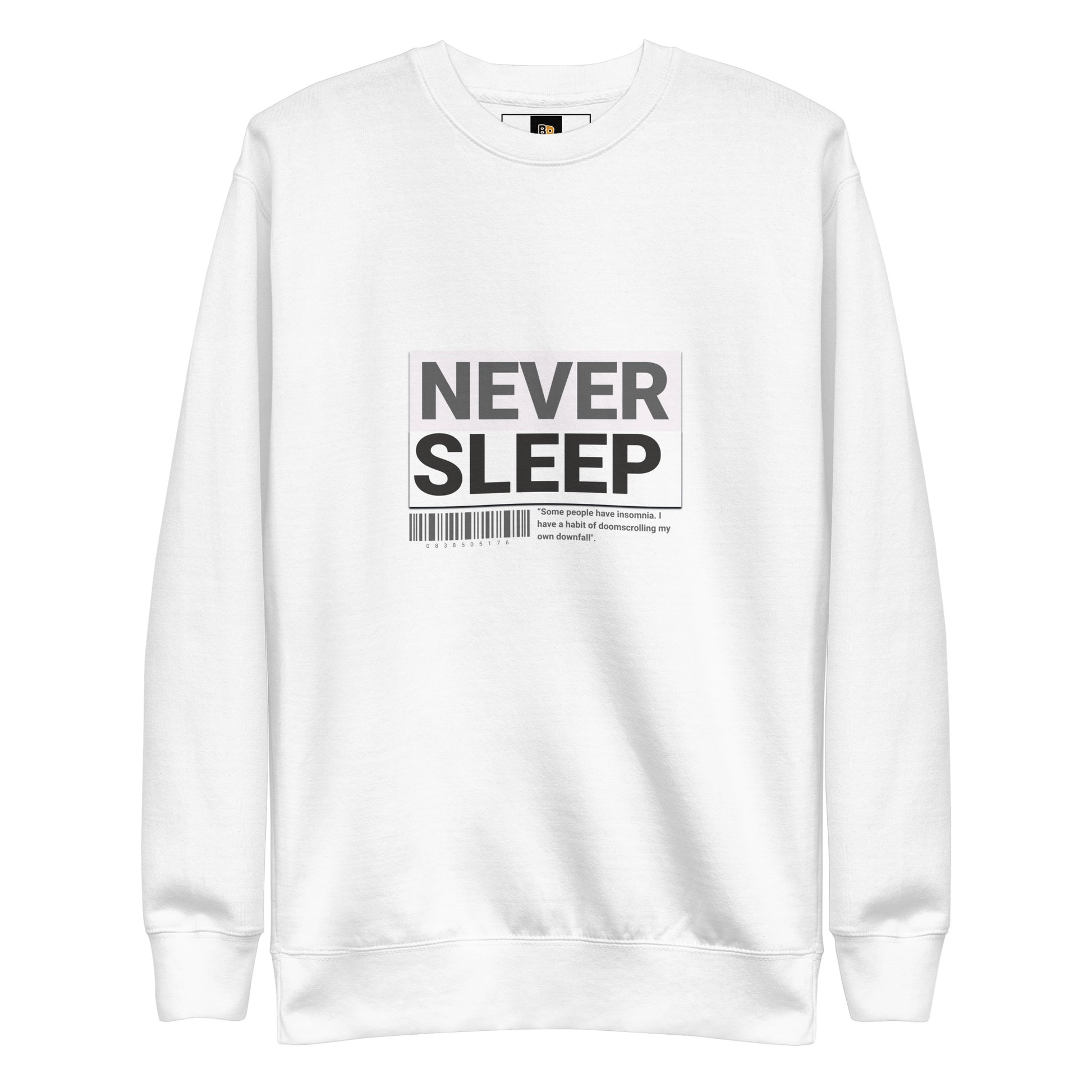NEVER SLEEP collegepaita – lämmin unisex fleece syksyyn