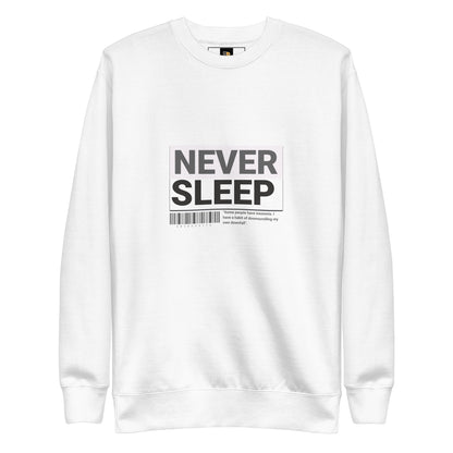 NEVER SLEEP collegepaita – lämmin unisex fleece syksyyn